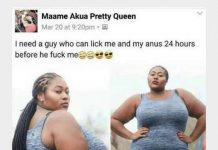 I need a guy who can lick me and my anus for at least 24hrs before s£x -Facebook lady writes Share with Friends