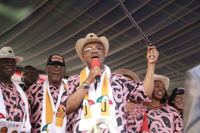 Akwa Ibom: Massive Crowd of PDP Supporters Receive Gov Udom at Ikot Ekpene Rally (See Photos)