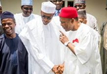 President Buhari Appoints Ogbonnaya Onu as Secretary to the Government of the Federation SGF Ogbonnaya Onu , President Buhari and Vice President Osinbajo