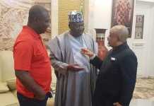 PHOTO: Senate President Lawan, Ngige pay Ekweremadu solidarity visit President of the Senate, Ahmad Ibrahim Lawan (middle) discussing with former Deputy Senate President, Senator Ike Ekweremadu (left) and former Minister of Labour, Senator Chris Ngige