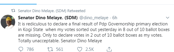 Dino Melaye Rejects Kogi PDP Primary Election Result