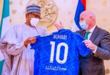 “It is finished” – Chelsea fans react after FIFA president presents No. 10 jersey to Buhari