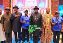 PHOTOS: Ex-President Jonathan launch Eraskon Lubricant Oil product in Bayelsa L-R: Rt Hon Kombowei Benson, Secretary to the State Government, Bayelsa State; Engr Simbi Kesiye Wabote, Executive Secretary, Nigerian Content Development and Monitoring Board (NCDMB); Mr. Maxwell Oko, Executive Vice Chairman, ERASKORP; Dr. Goodluck Jonathan, former President of Nigeria; HRM King Edmund Daukoru, Mingi XII, Amayanabo of Nembe and Mrs Florence Okoli, Acting Managing Director, ERASKON Nigeria Ltd