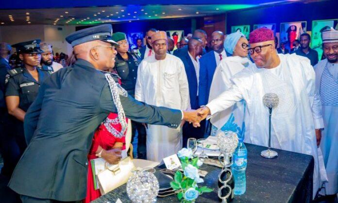 Senate President Godswill Akpabio and the Inspector General Of Police at the maiden edition of the Nigeria Police Awards and Commendations Ceremony held on Monday evening in Abuja.