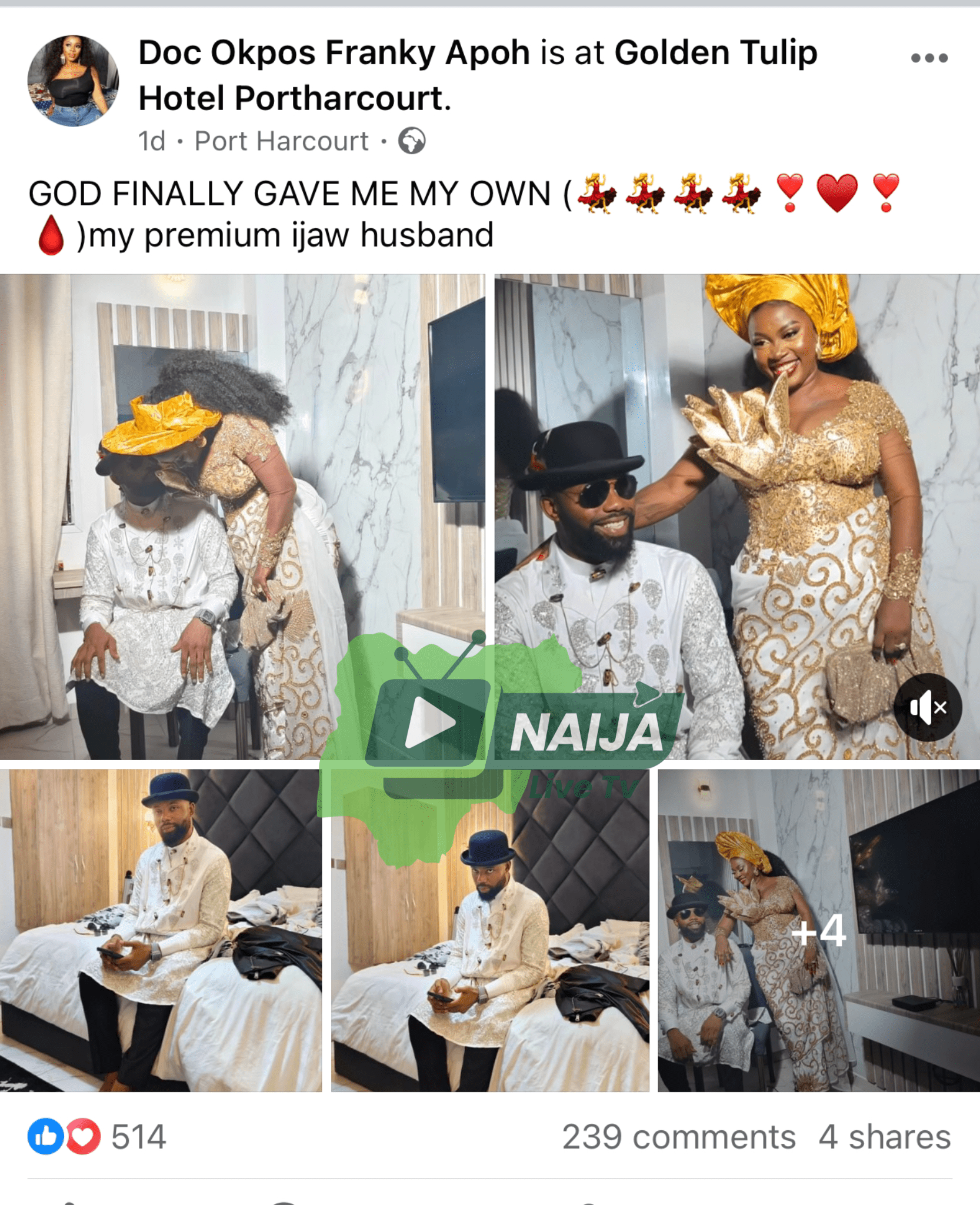 Jah wonders Ex-wife, Doc Apkos and her new lover after the Marriage in Port Harcourt (Photos)