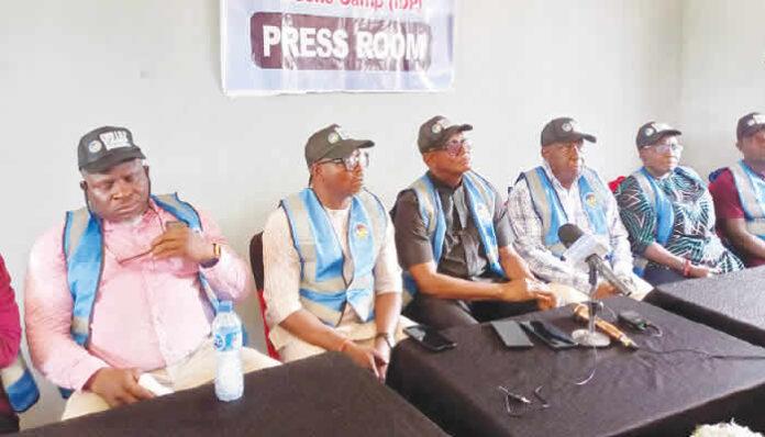 Chairman Delta Management Committee for the Ewu-Okuama Internally Displaced Persons (IDP) campMr Abraham Ogbodo and other committee members