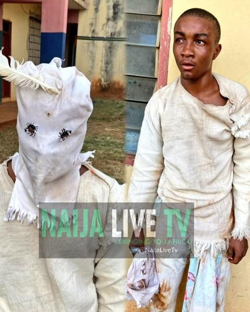 PHOTOS: Enugu Police arrest, arraign masquerader over assault in viral video
